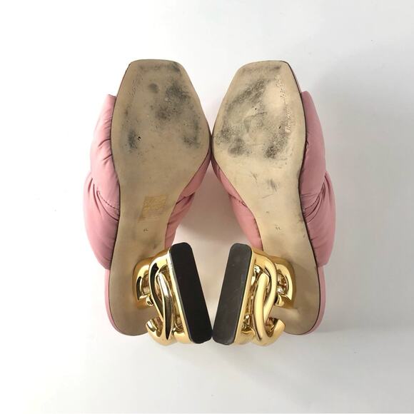 Dolce & Gabbana Pink Quilted Nylon DG Heel Slip On Puffy Mule Sandals 38 - Picture 6 of 10